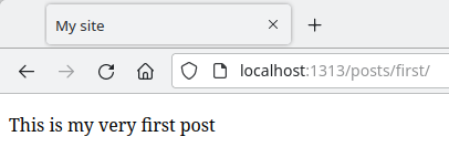 page content showing in browser