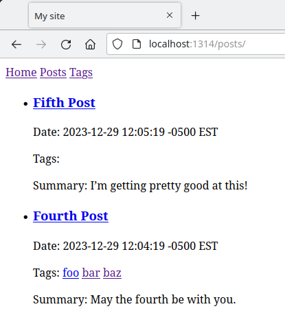post list showing empty tag section