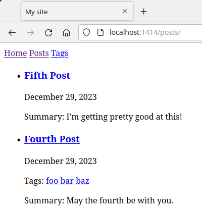 posts list with sensible date format