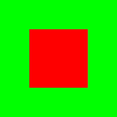 red square on green background