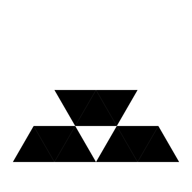 level two sierpinski triangle with top triangle removed