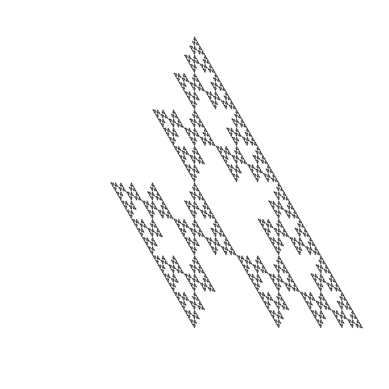 full sierpinski triangle with bottom left triangle removed