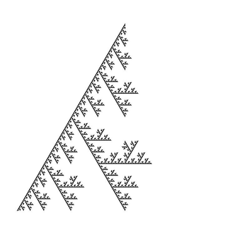 full sierpinski triangle with bottom right triangle removed