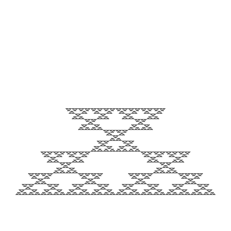 full sierpinski triangle with top triangle removed