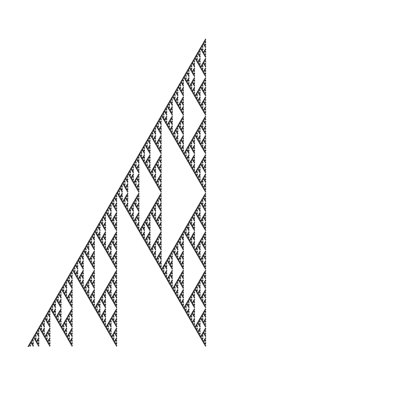 full sierpinski triangle with bottom right triangle removed