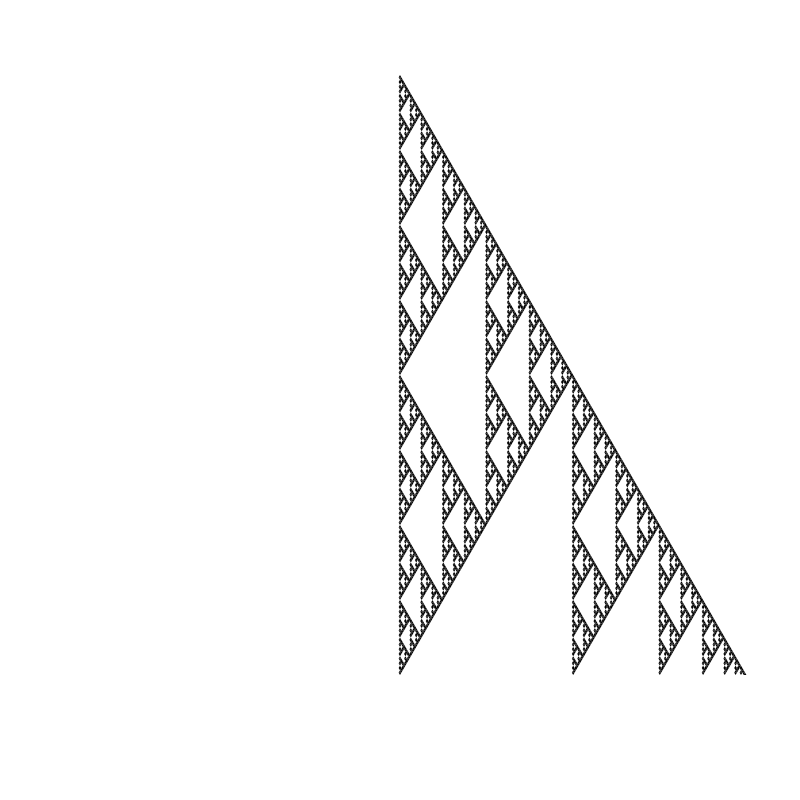 full sierpinski triangle with bottom left triangle removed