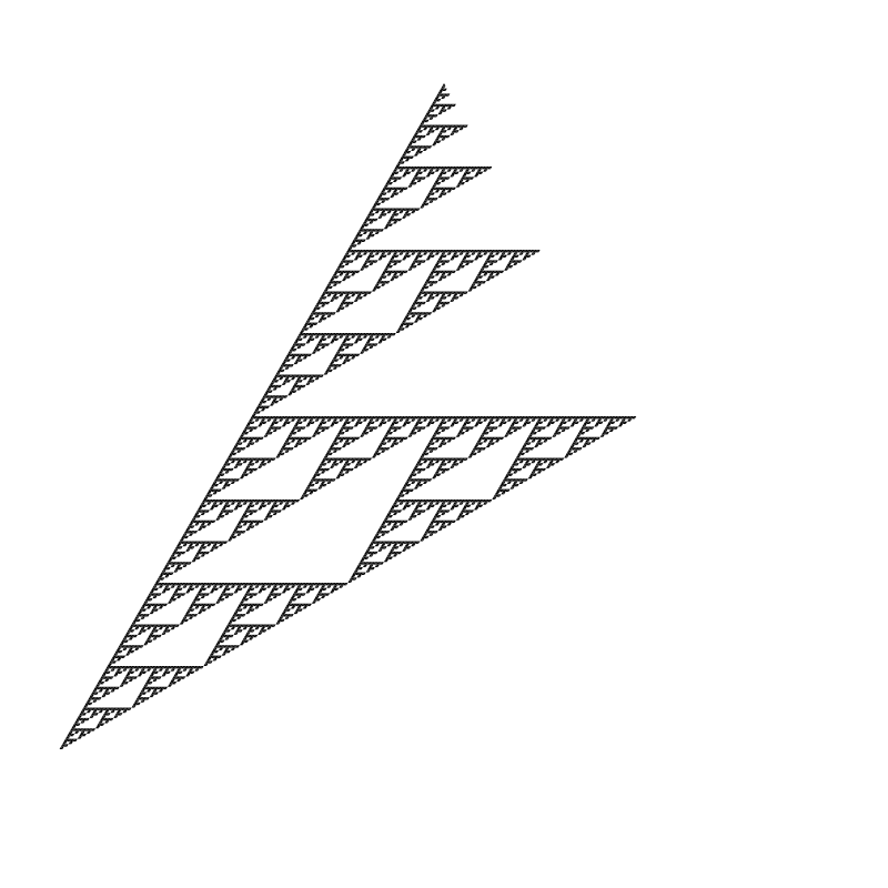 full sierpinski triangle with bottom right triangle removed