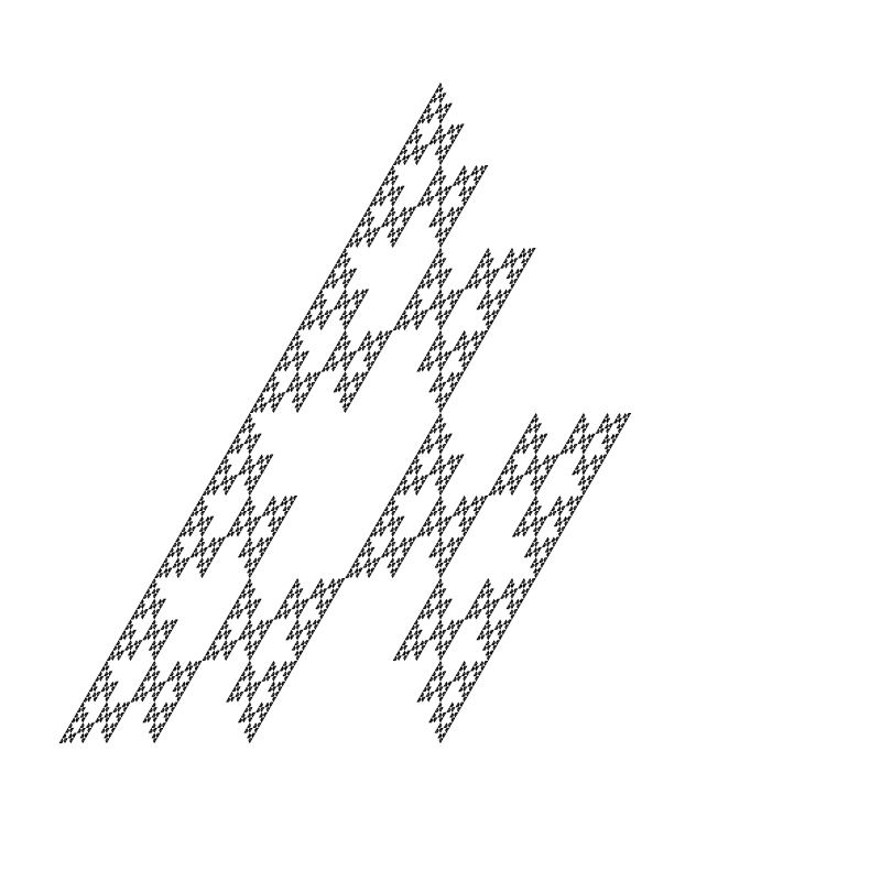 full sierpinski triangle with bottom right triangle removed