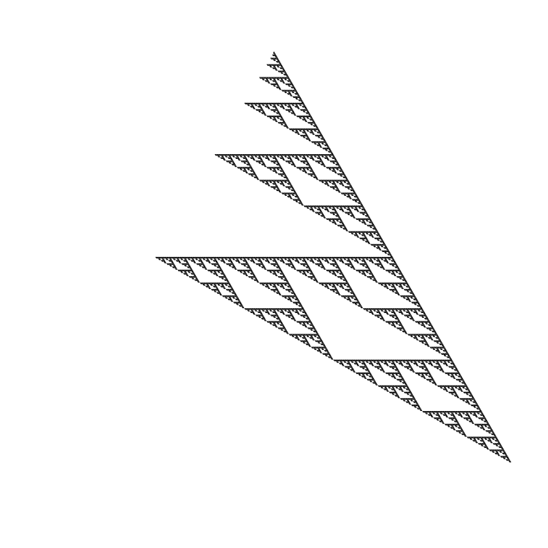 full sierpinski triangle with bottom left triangle removed