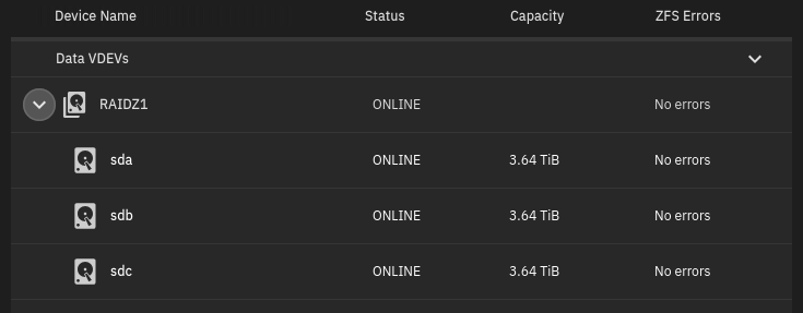 raidz1 vdev with three drives