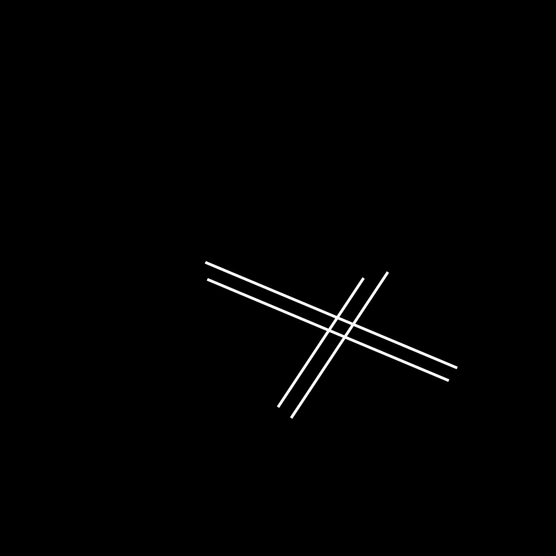 black screen with some white representing airport runways